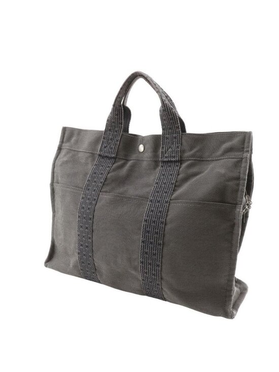 Hermes Canvas Herline MM Tote Grey 1827220 – FASHIONPHILE Hermes Her Line MM Tote Nylon Canvas Gray Handbag